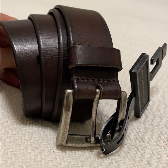 John Varvatos Bridle Leather Belt. Dark Brown. - Picture 2 of 7